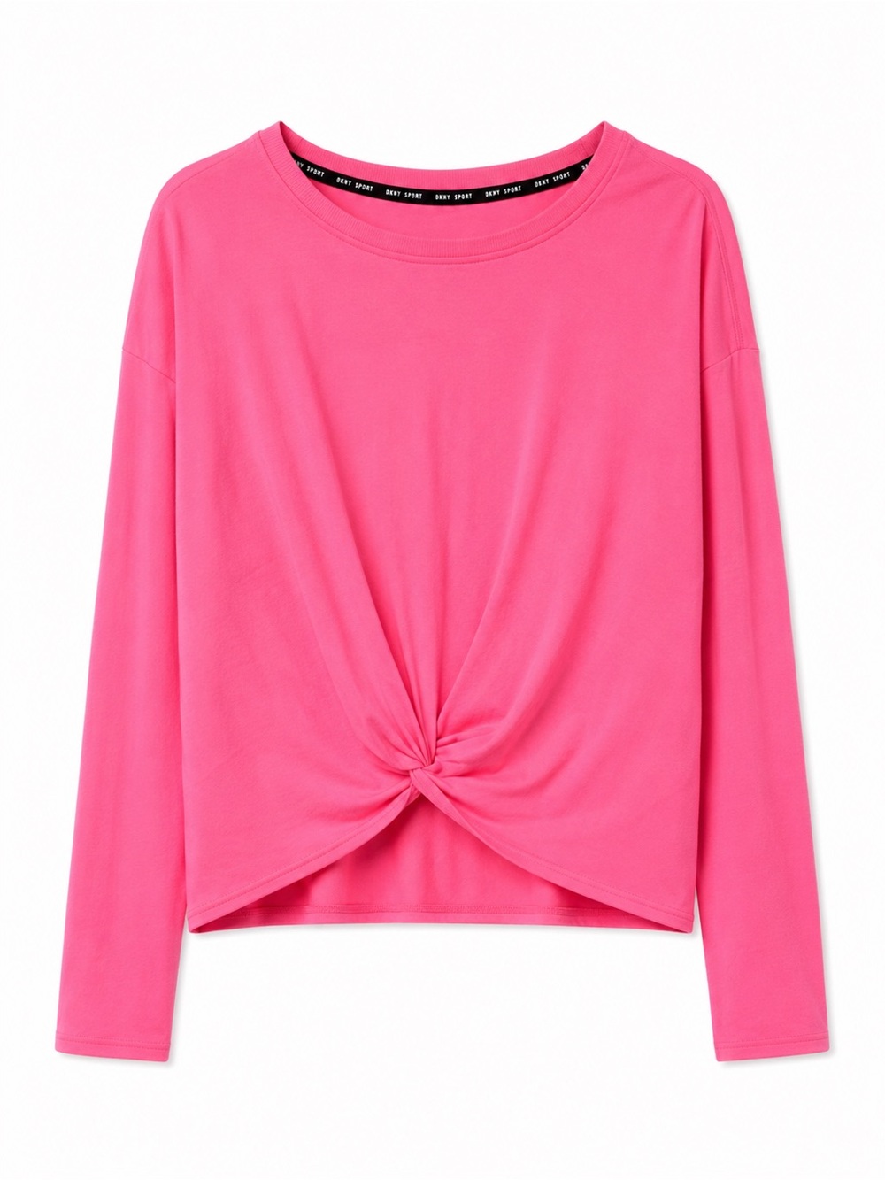 DKNY Sport Hot Pink Long Sleeve Twist-Front Athletic Top